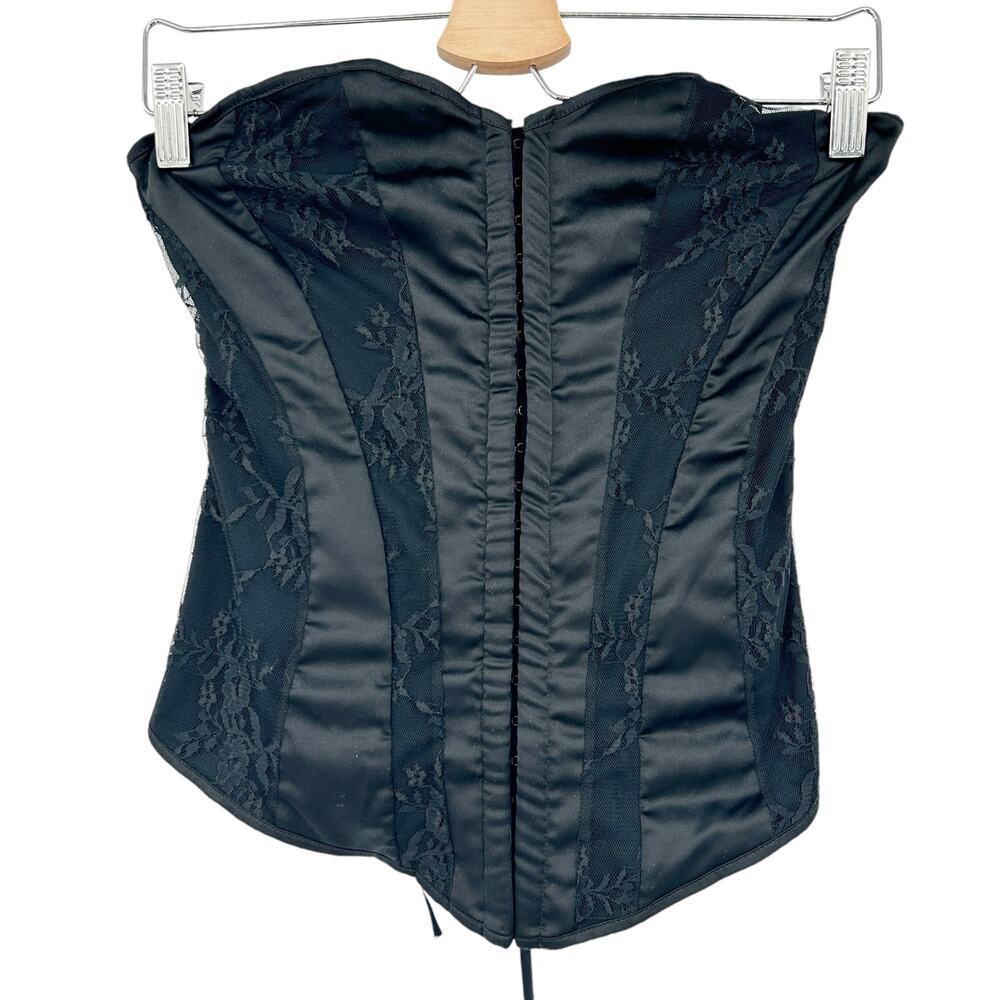 Intimissimi Steampunk Whimsigoth Dark Victorian Lace Up Corset Top Size M Black‎
